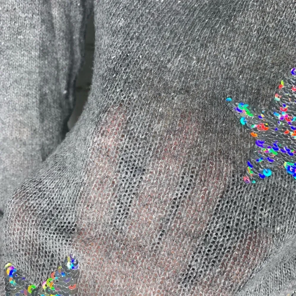 Wildfox WhiteLabel Star Gazer Ombre Gray Sequin Sweater Size Small - Picture 3 of 9